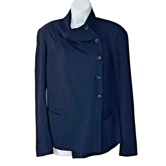 Elizabeth and James Black Blazer Size 8 High Neck Buttons Silk Lining - Picture 1 of 5